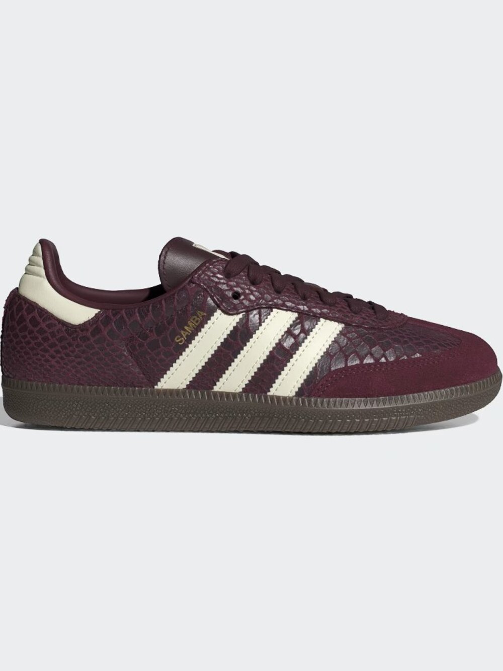 Adidas Women's Snakeskin Maroon Cream White SAMBA OG SHOES Size 5.5 IH3979